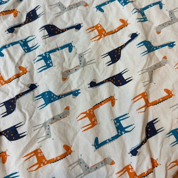 Pottery Barn Kids Harper Giraffe Crib Fitted Sheet Orange Blue Gray 27.5" x 52" - Picture 4 of 7